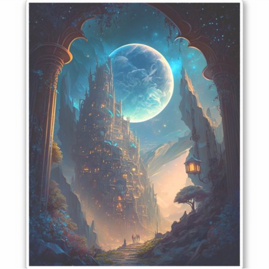 Fantasy Castle Landschaft Aufkleber (Vorderseite)