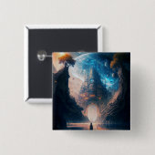 Fantasy Castle Landschaft Button (Vorne & Hinten)