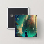 Fantasy Castle Landschaft Button (Vorne & Hinten)