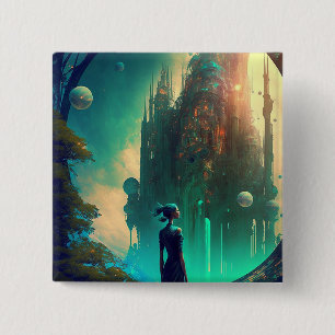 Fantasy Castle Landschaft Button