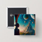 Fantasy Castle Landschaft Button (Vorne & Hinten)