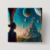 Fantasy Castle Landschaft Button (Vorderseite)