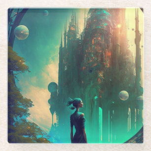 Fantasy Castle Landschaft Glasuntersetzer