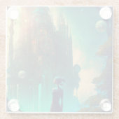 Fantasy Castle Landschaft Glasuntersetzer (Rückseite)