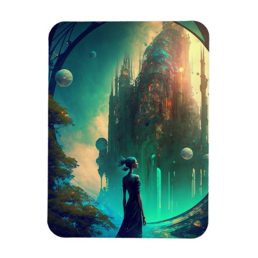 Fantasy Castle Landschaft Magnet (Vertikal)