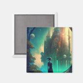 Fantasy Castle Landschaft Magnet (Vorderseite/Rückseite)