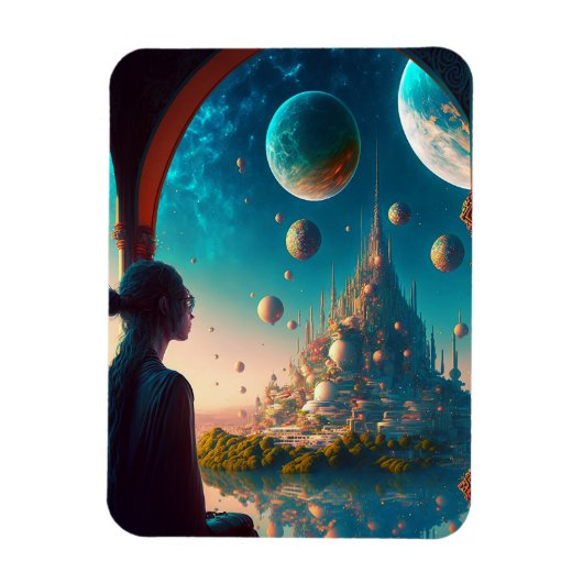 Fantasy Castle Landschaft Magnet (Vertikal)