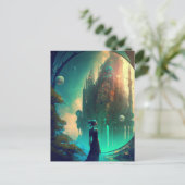 Fantasy Castle Landschaft Postkarte (Stehend Vorderseite)