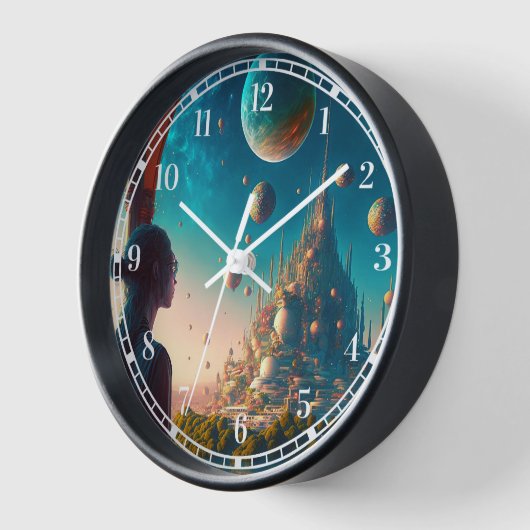 Fantasy Castle Landschaft Schloss Clock Uhr (Winkel)