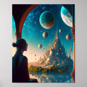 Fantasy Castle Landschaftsbild Poster
