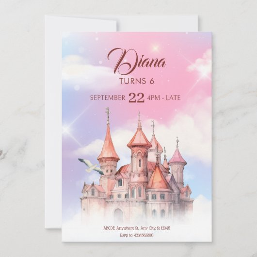 Fantasy Castle Märtale Geburtstag Einladung (Vorderseite)