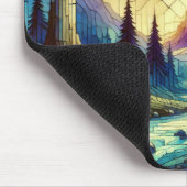 Fantasy Castle mit verzaubertem Wald und Fluss Mousepad (Ecke)