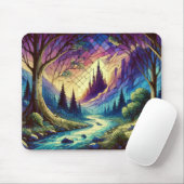 Fantasy Castle mit verzaubertem Wald und Fluss Mousepad (Mit Mouse)
