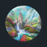 Fantasy Castle Pappteller<br><div class="desc">A fantasy castle nestled in the fantasy landscape of waterfalls and flowers (in watercolor).</div>