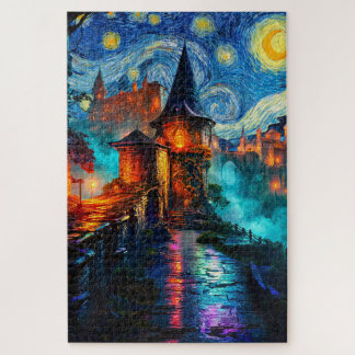 Fantasy Castle Starry Night Magical Painting Puzzle