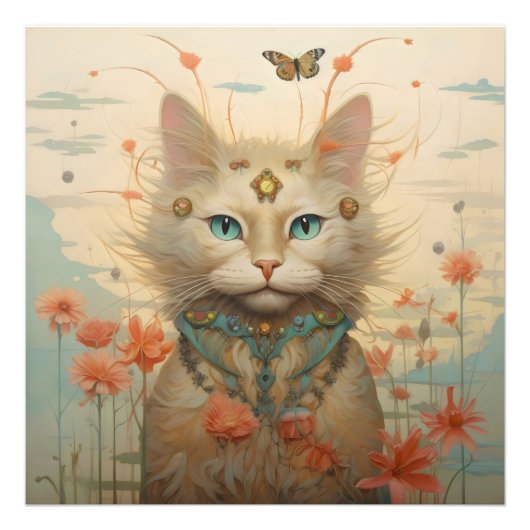 Fantasy Cat Blume Fotodruck (Vorne)
