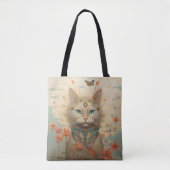 Fantasy Cat Blume Tasche (Vorderseite)