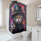 Fantasy Cat Gangster Gun Duschvorhang