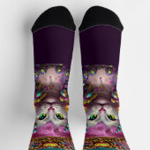 Fantasy Cat Princess Queen mit Gold Crown auf Aqua Socken (Oben)
