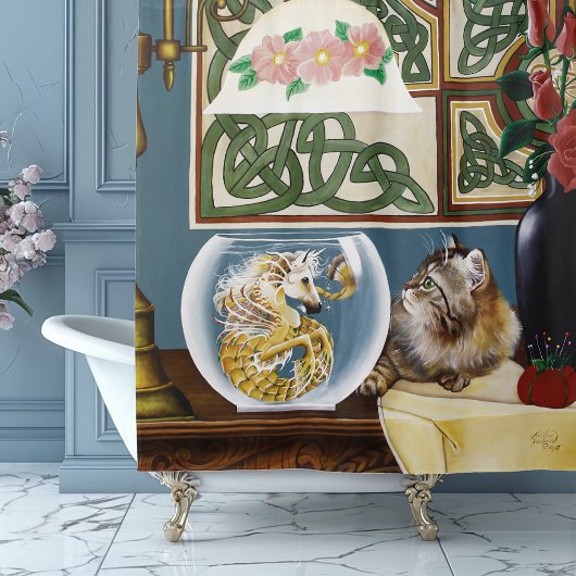 Fantasy Cat Sea Horse Duschvorhang