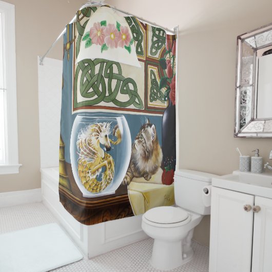 Fantasy Cat Sea Horse Duschvorhang (Beispiel)