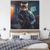Fantasy Cat Soldier Security Leinwanddruck (Insitu (Schlafzimmer))