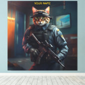 Fantasy Cat Soldier Security Leinwanddruck (Insitu (Holzboden))