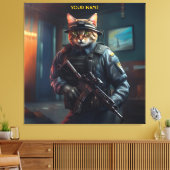 Fantasy Cat Soldier Security Leinwanddruck (Insitu (Wohnzimmer))