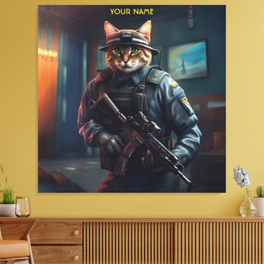 Fantasy Cat Soldier Security Leinwanddruck (Insitu (Wohnzimmer))