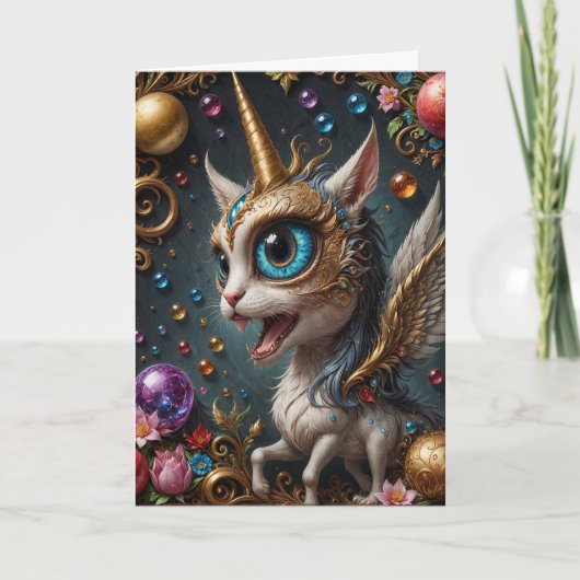 Fantasy Cat Unicorn, Geburtstag Karte (Vorderseite)