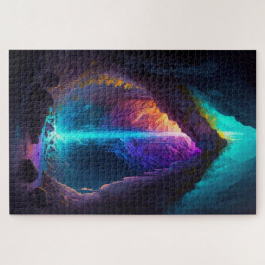 Fantasy Cave Waterfall AI generiert Puzzle (Horizontal)