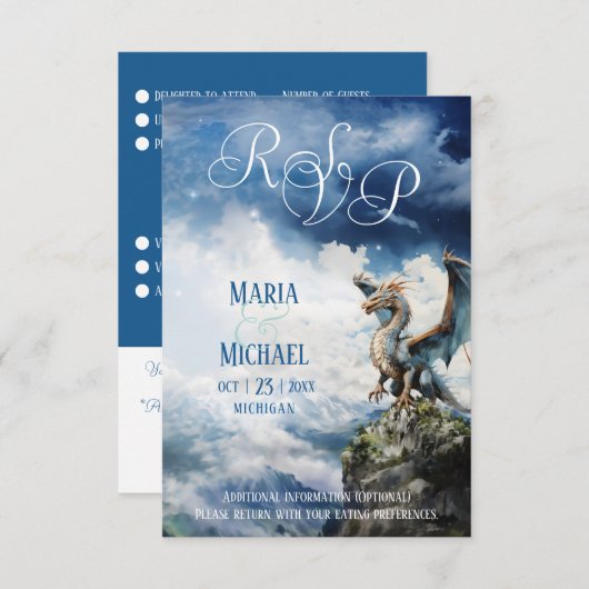 Fantasy Celtic Dragon RSVP Card (Vorne/Hinten)