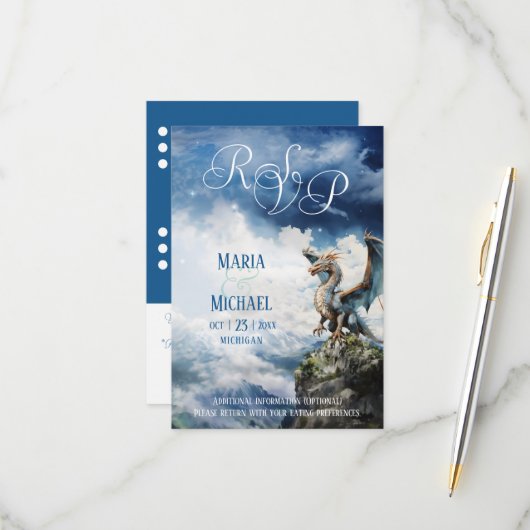 Fantasy Celtic Dragon RSVP Card Karte (Vorderseite/Rückseite Beispiel)