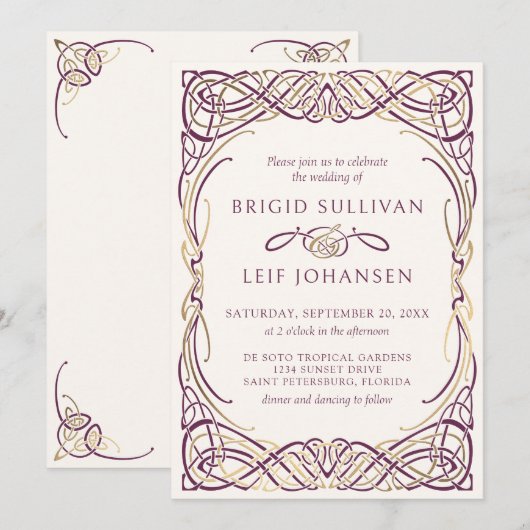 Fantasy Celtic Mittelalterliche Hochzeit Einladung (Vorne/Hinten)