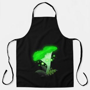 Fantasy Chanterelle Glows Green Mushroom Black Schürze