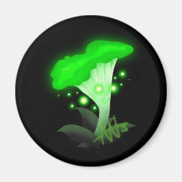 Fantasy Chanterelle Glows Green Mushroom Magnet