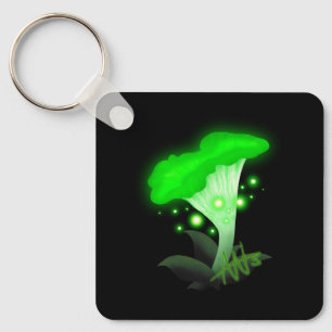 Fantasy Chanterelle Glows Green Mushroom Metal Schlüsselanhänger