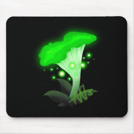 Fantasy Chanterelle Glows Green Mushroom Mousepad