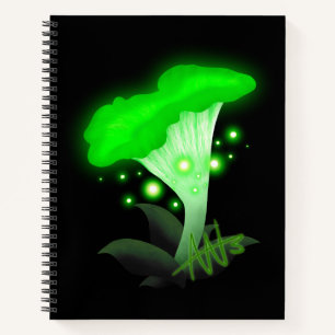 Fantasy Chanterelle Glows Green Mushroom Spirale Notizblock