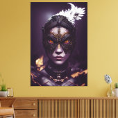 Fantasy Character Girl Hawk in Maske Leinwanddruck (Insitu (Wohnzimmer))
