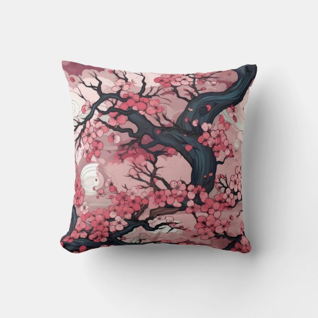 Fantasy Cherry Blossom Dreamscape Kissen (Vorderseite)