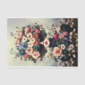 Fantasy-Chic-Frau mit üppigen Blume AJ3 Decoupage Seidenpapier (Vorderseite)