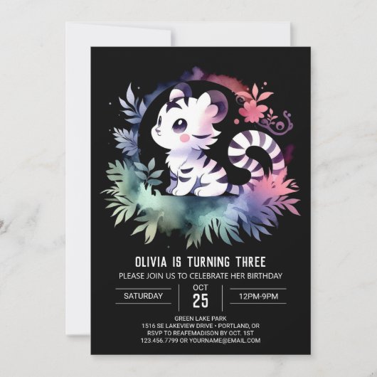 Fantasy Children Tiger Geburtstag Einladung (Vorderseite)