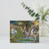 Fantasy Christmas Fairy Unicorn Dragon Postkarte (Stehend Vorderseite)