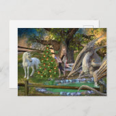 Fantasy Christmas Fairy Unicorn Dragon Postkarte (Vorne/Hinten)