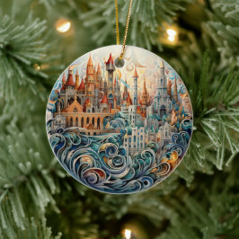 Fantasy City gesteinigt Glas Keramik Baum Dekorati Ornament