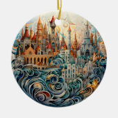 Fantasy City gesteinigt Glas Keramik Baum Dekorati Ornament (Vorne)