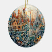 Fantasy City gesteinigt Glas Keramik Baum Dekorati Ornament (Links)
