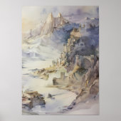 Fantasy Cliffside Festung mit Blick aufs Meer Poster (Vorne)