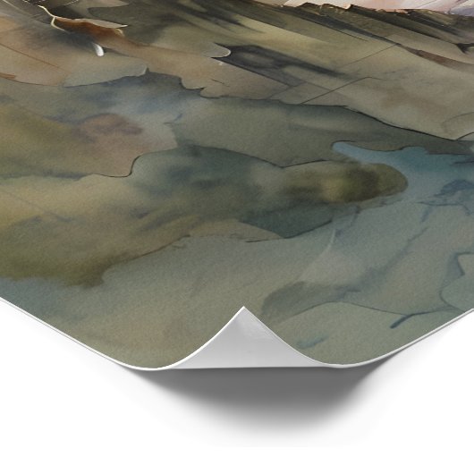 Fantasy Cliffside Festung mit Blick aufs Meer Poster (Ecke)